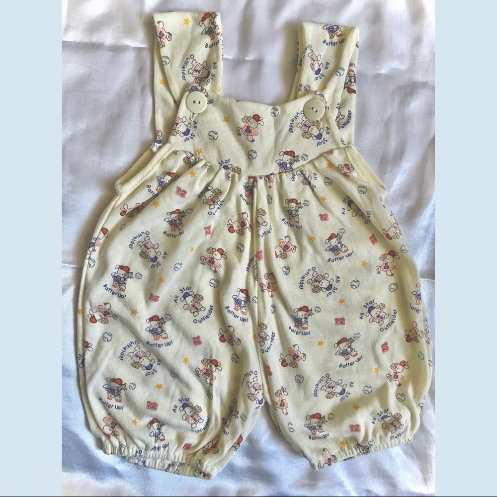 VINTAGE BASEBALL PUPPY PRINT ROMPER